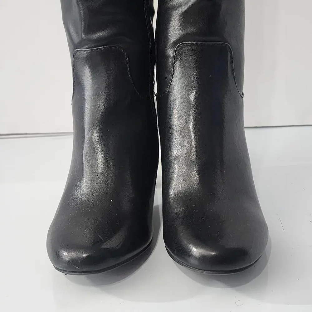 906 Kim Rogers JENNA Tall Black Boots Block Heel Size 6M‎